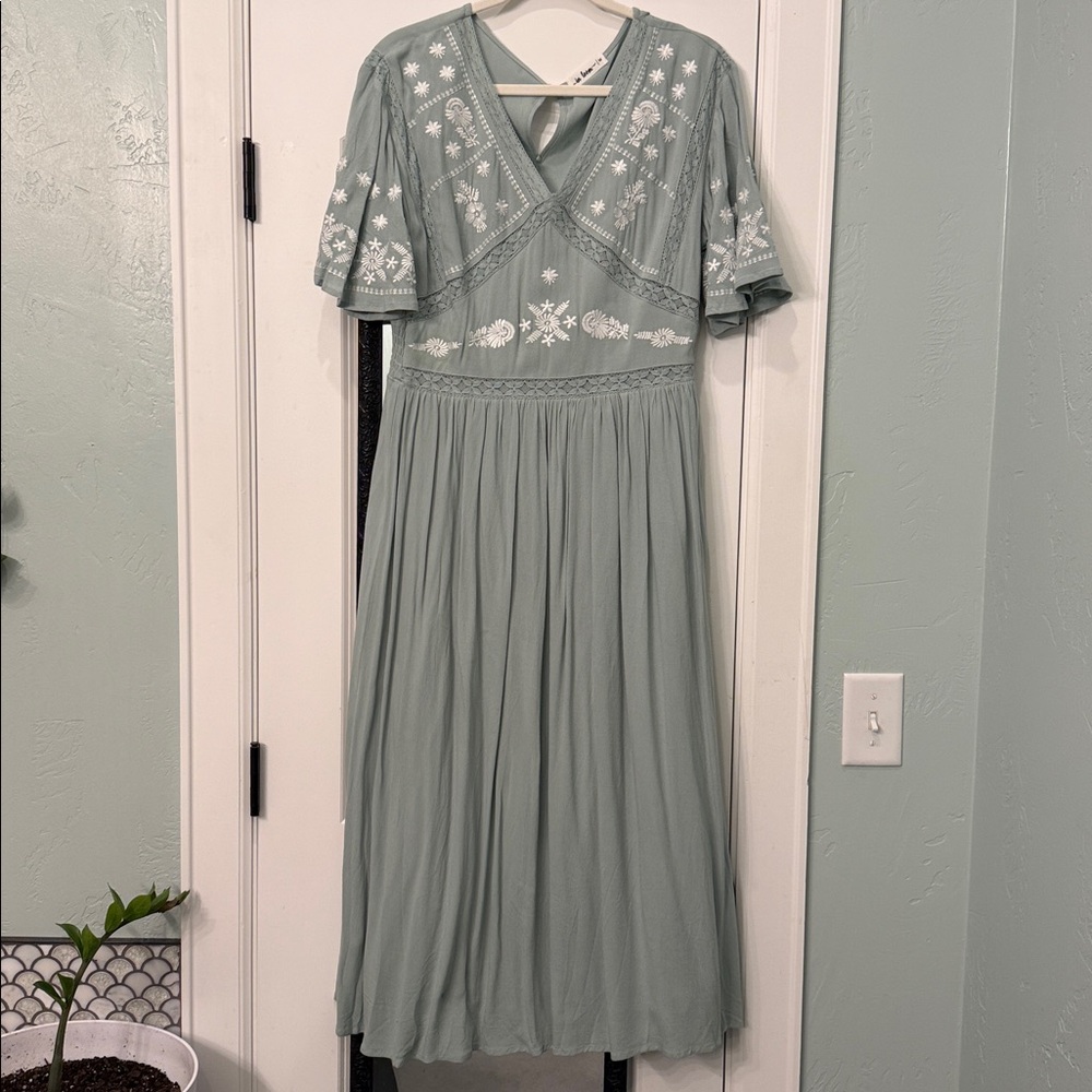 In Bloom Sage Green Embroidered Dress
